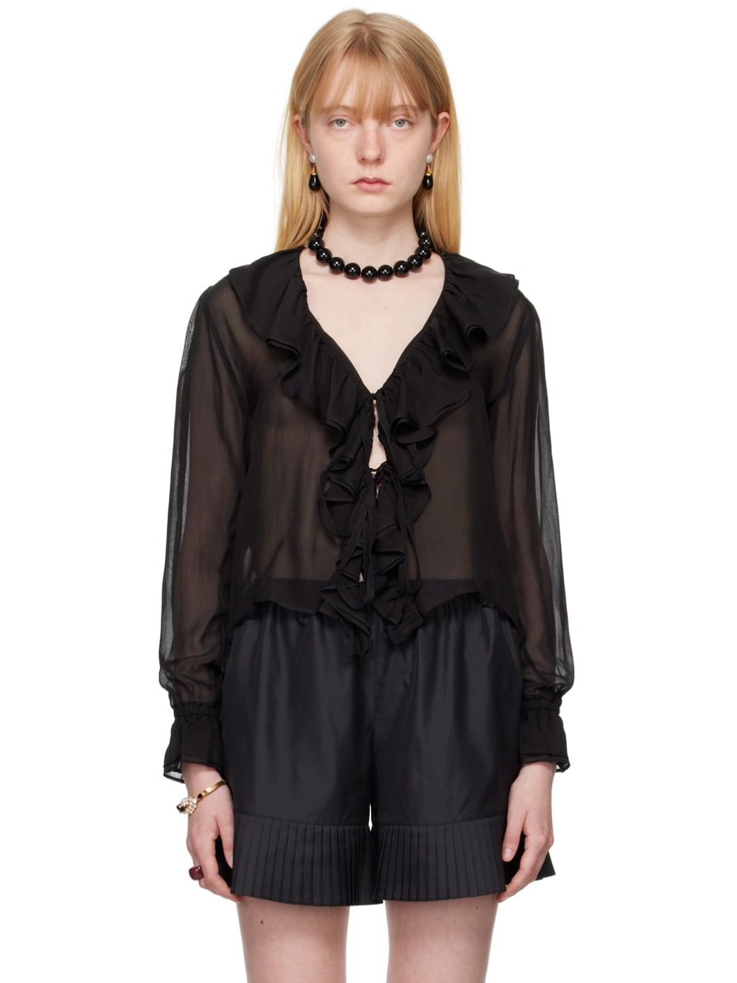 Black Flounce Blouse - 1