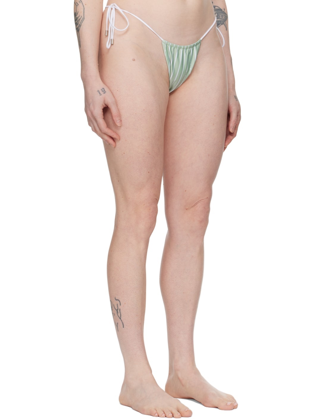 Green & White Woods Reversible Bikini Bottom - 2