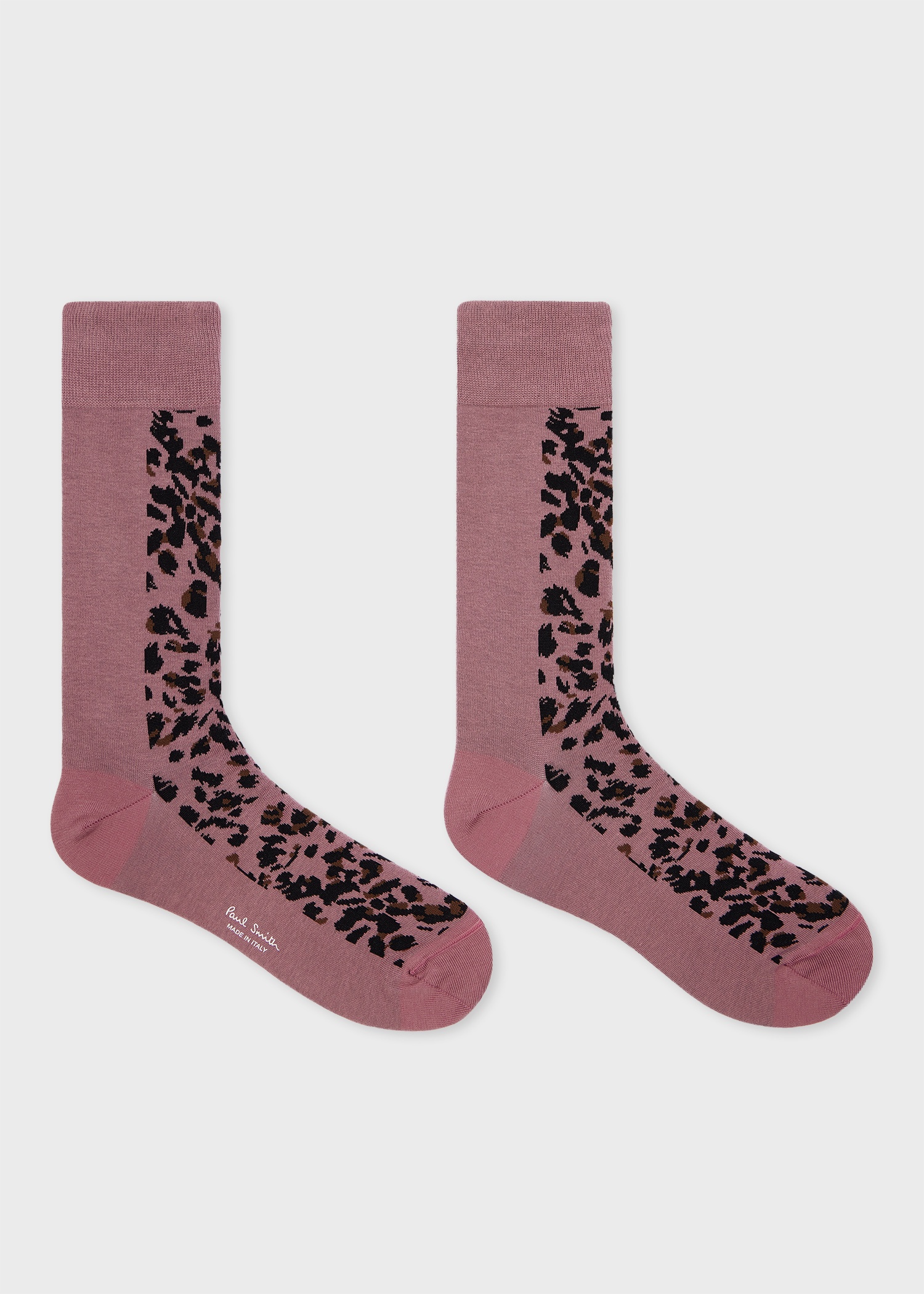 Dusky Pink Cotton-Blend Leopard Socks - 2