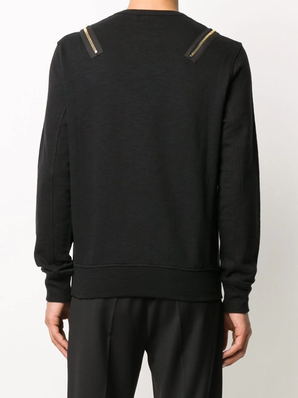 zip shoulder crew neck sweater - 4