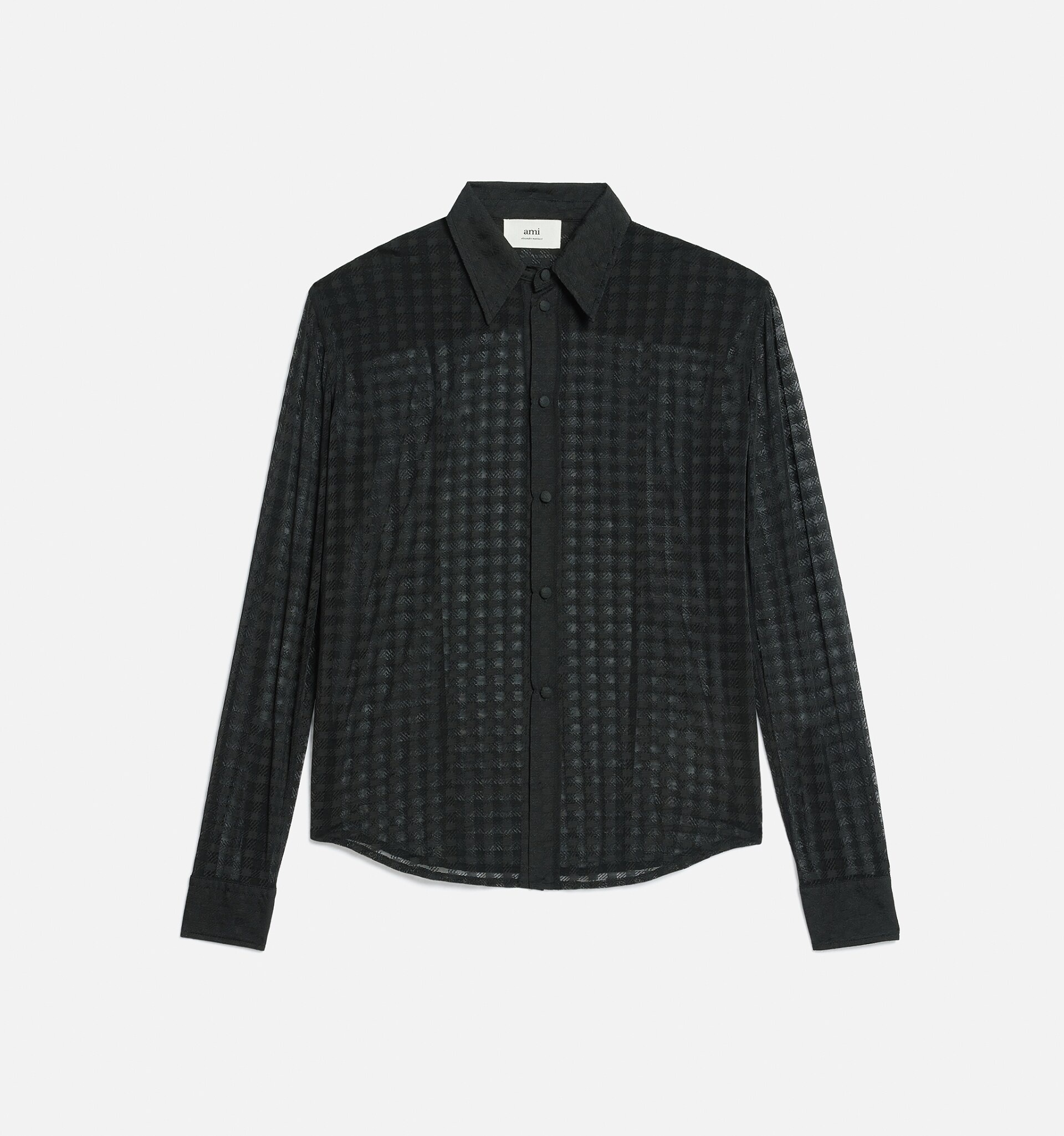 Gingham Pattern Lace Shirt - 5