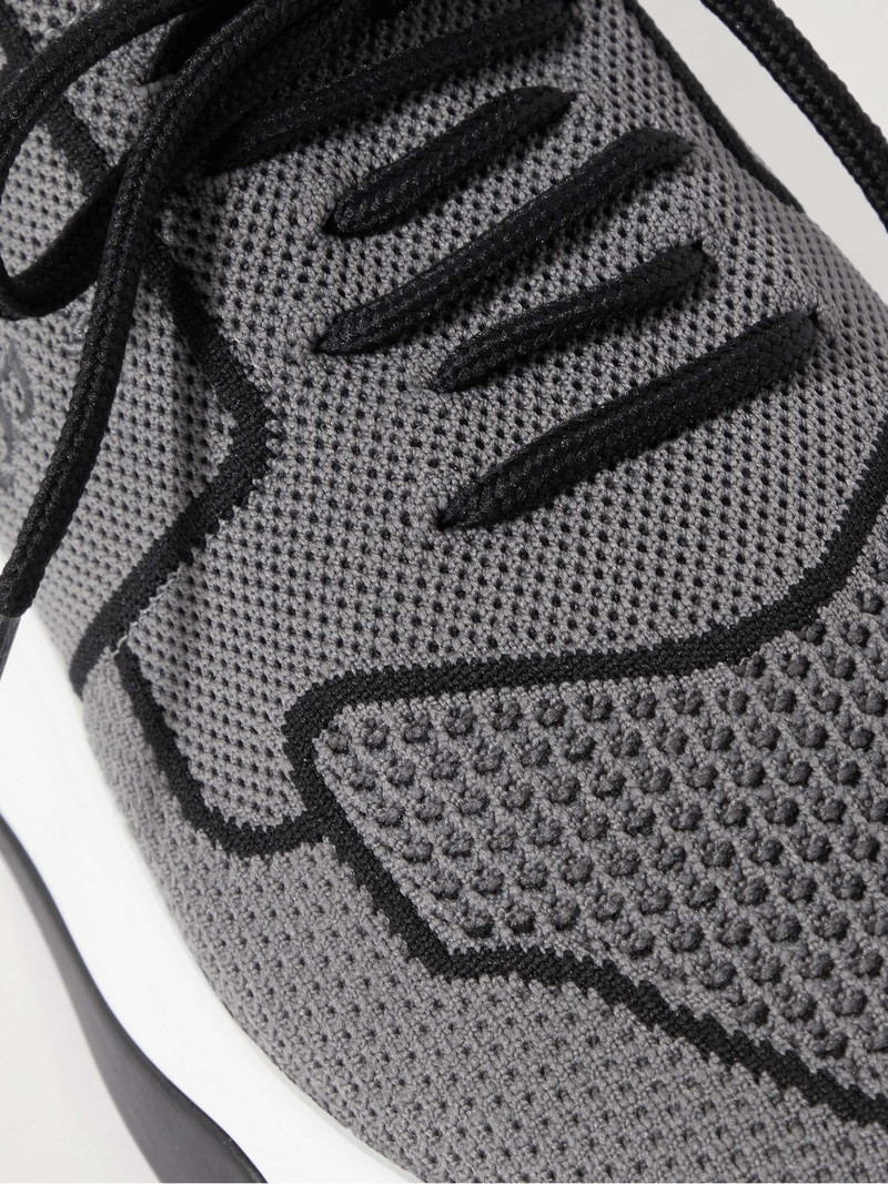 Shadow Leather-Trimmed Stretch-Knit Sneakers 6
