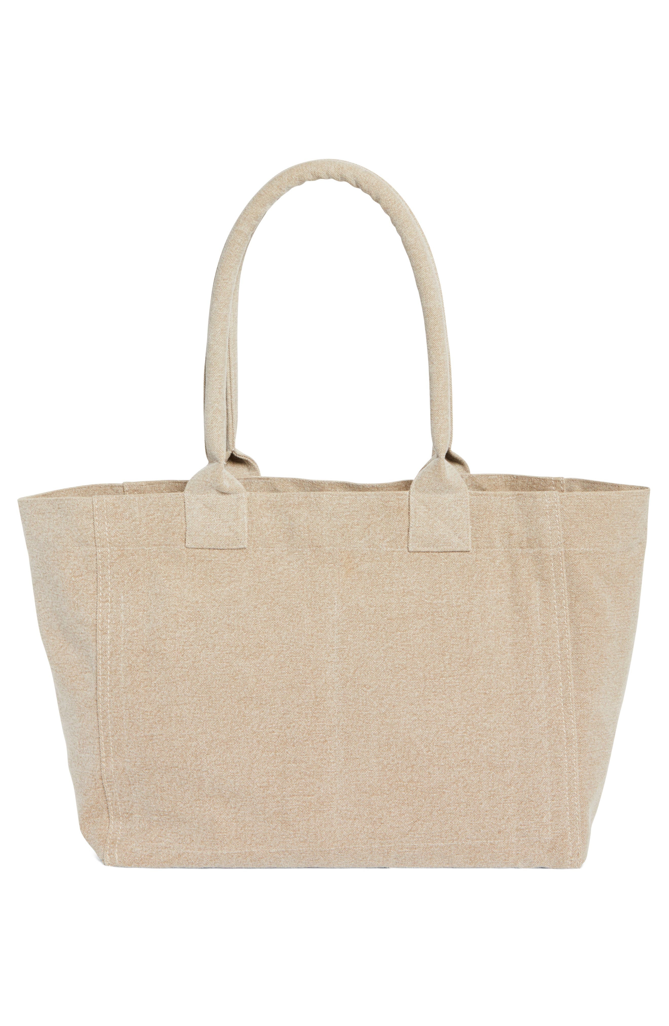 Isabel Marant Yenky Zipped Embroidered Logo Canvas Tote in Beige at Nordstrom - 4