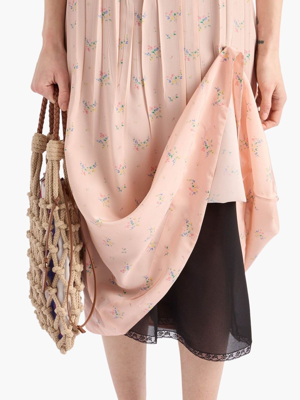 floral pongé midi dress - 5