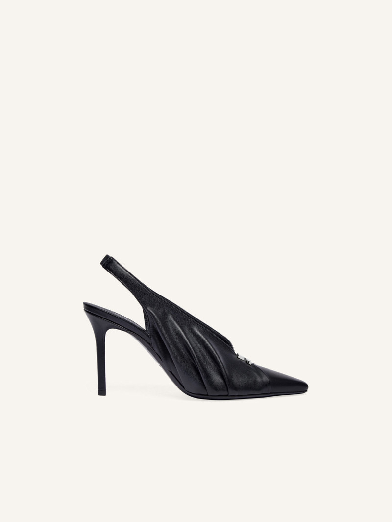DRAPED STRETCH LEATHER EFFECT SLINGBACKS 1