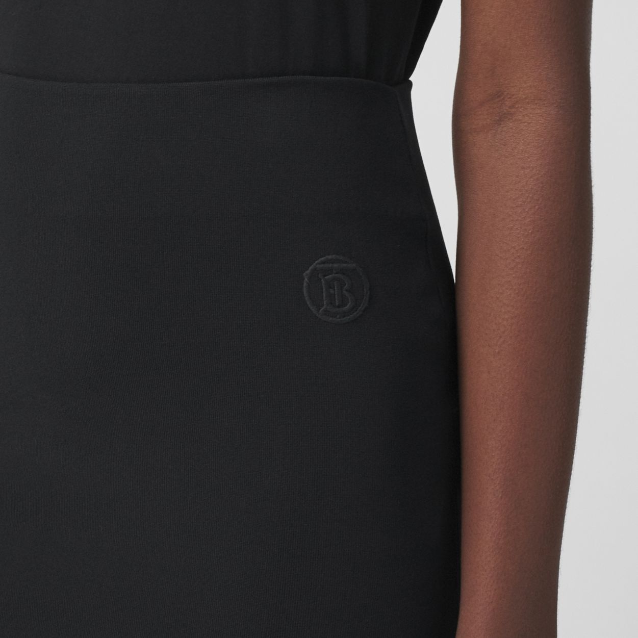 Monogram Motif Stretch Jersey Pencil Skirt - 3