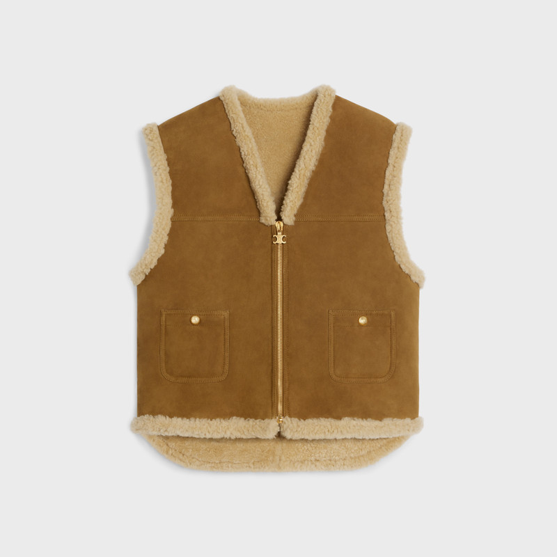 sleeveless vest in curly shearling 1