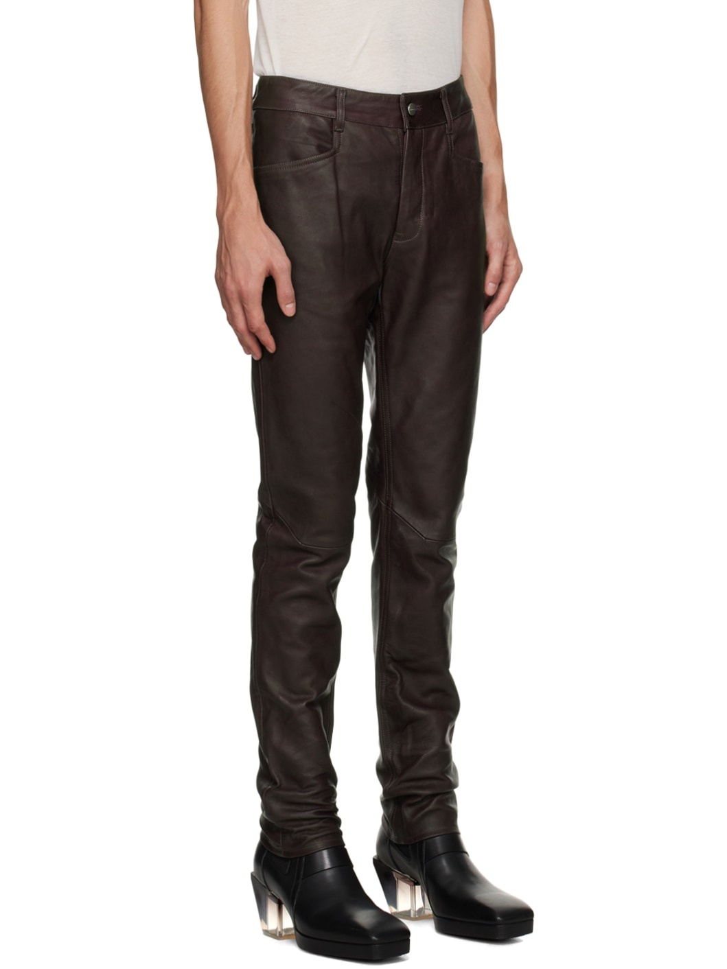 Purple Tyrone Leather Pants - 2