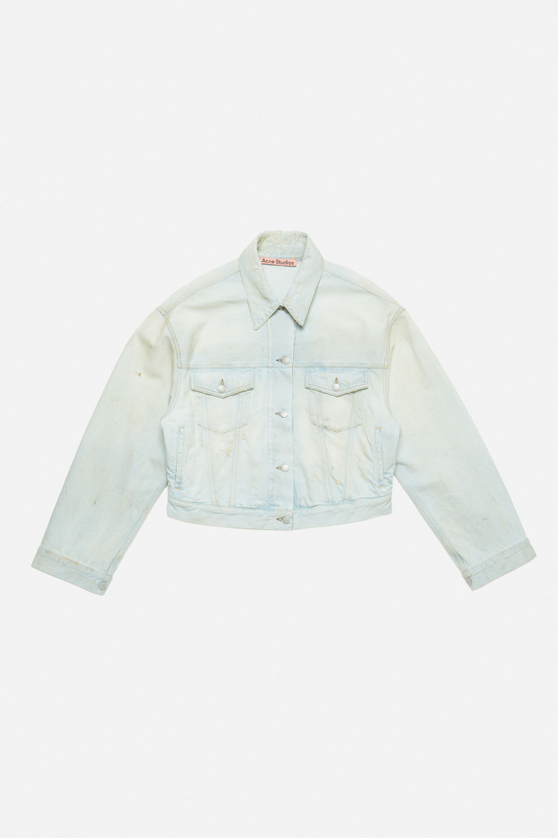 Denim jacket - Relaxed cropped fit - Light blue/white 1