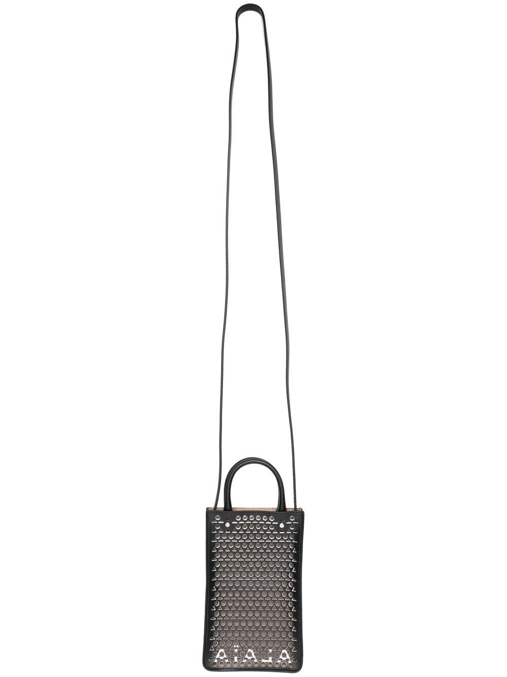 Garance Leather Phone Pouch in Black - Alaia