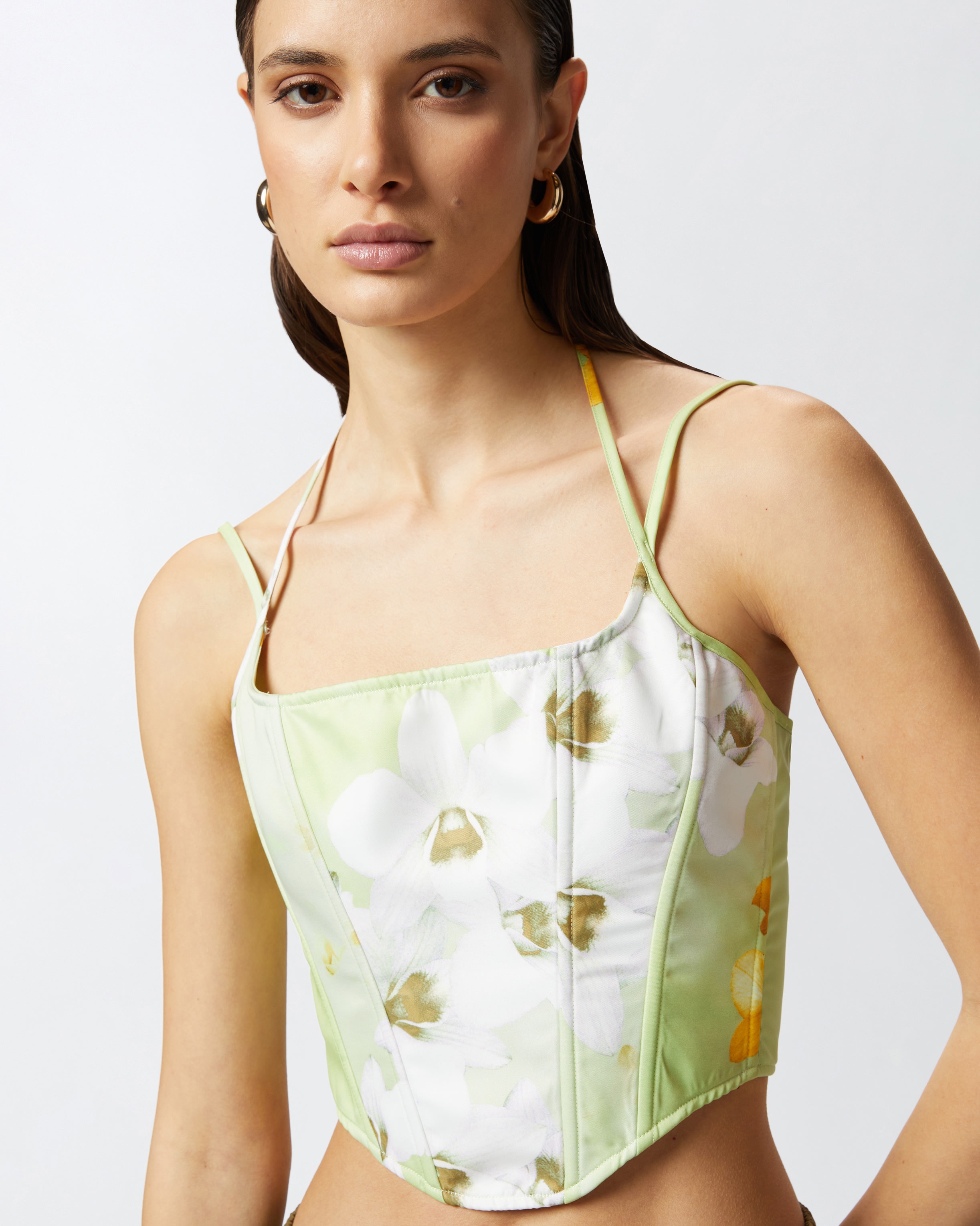 SLEEVELESS FLORAL BUSTIER TOP - 5