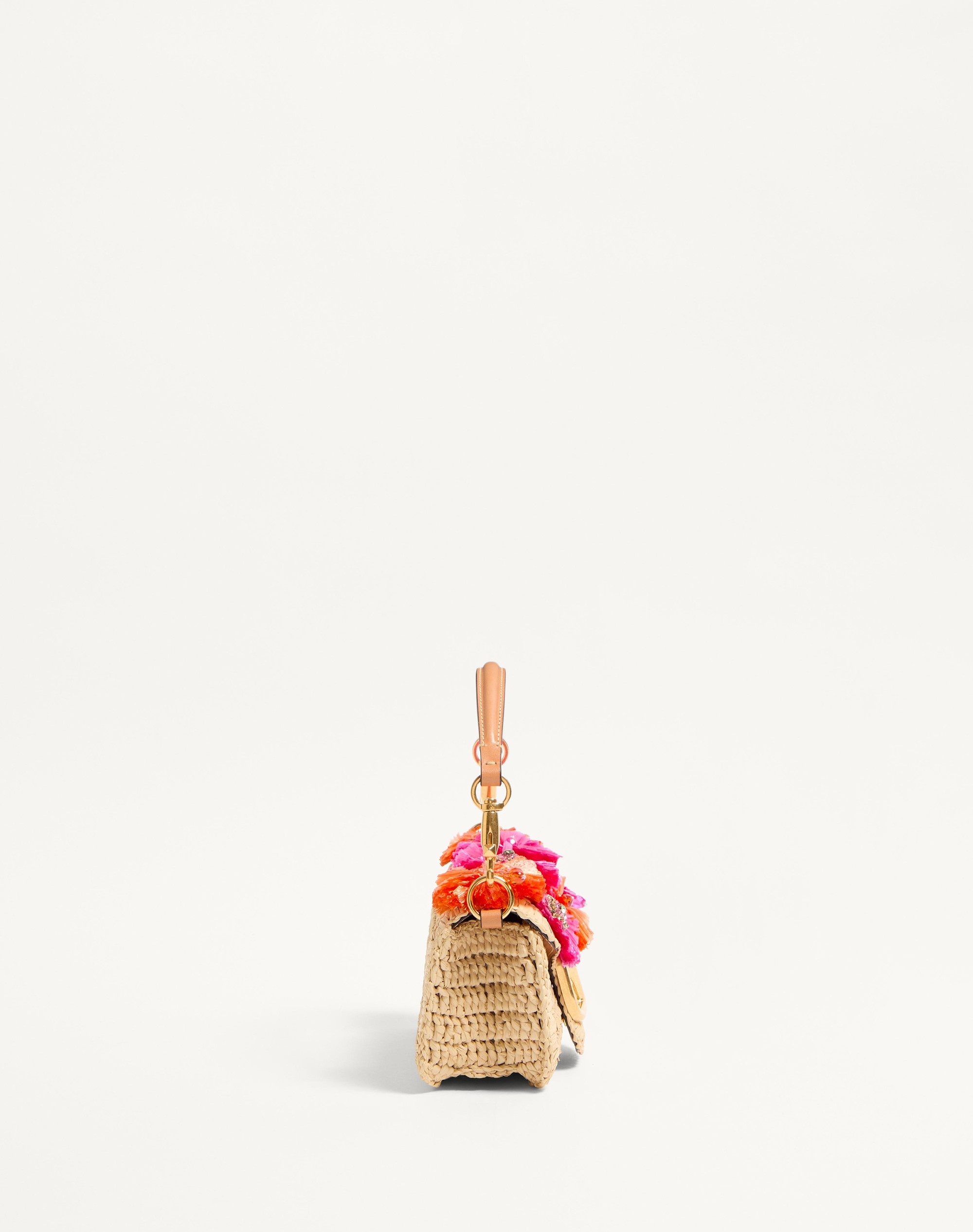 VALENTINO GARAVANI LOCÒ SMALL SHOULDER BAG IN WITH FLOWERS AND BEADS - 4