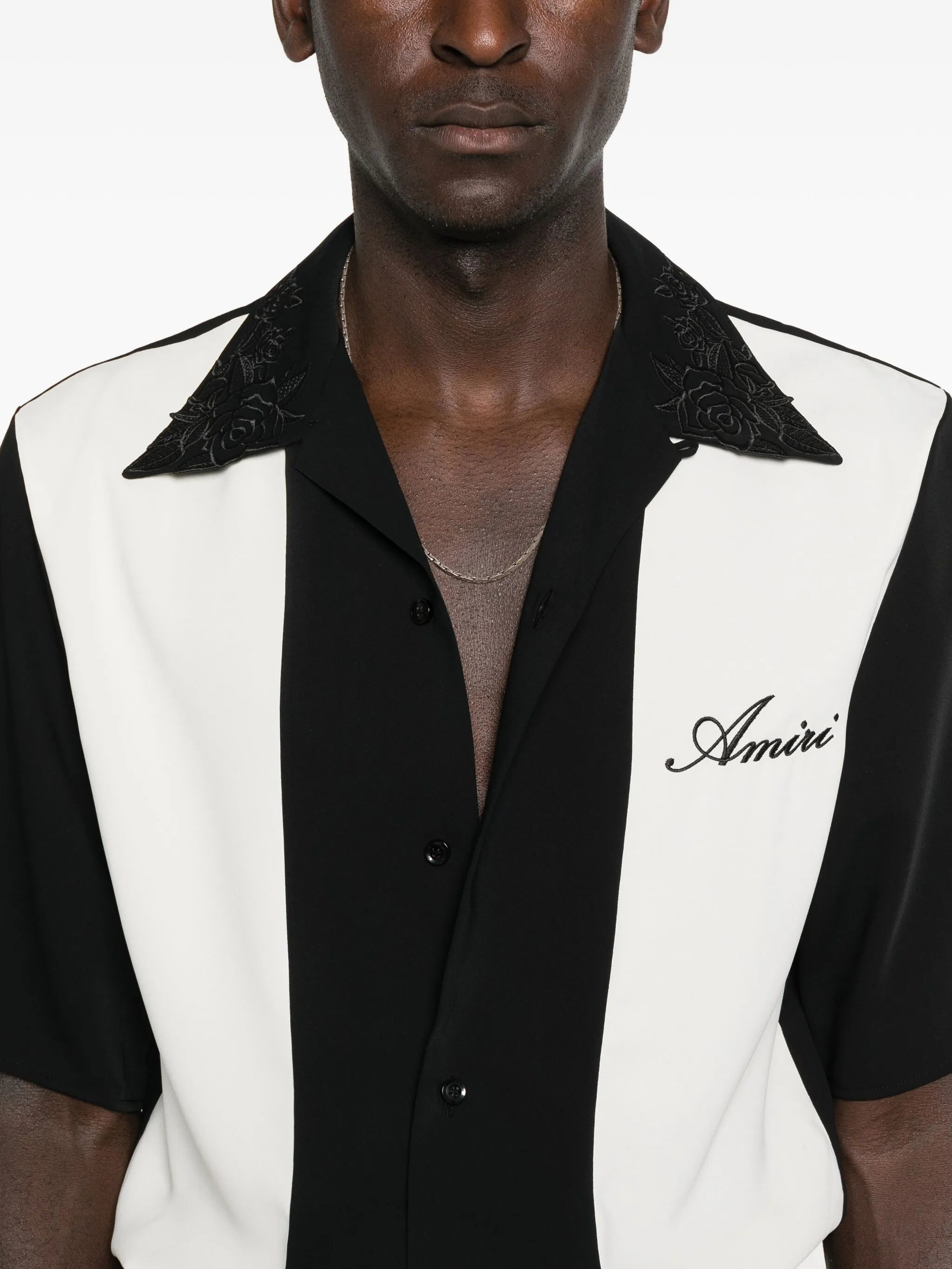 floral-collar panelled shirt - 5