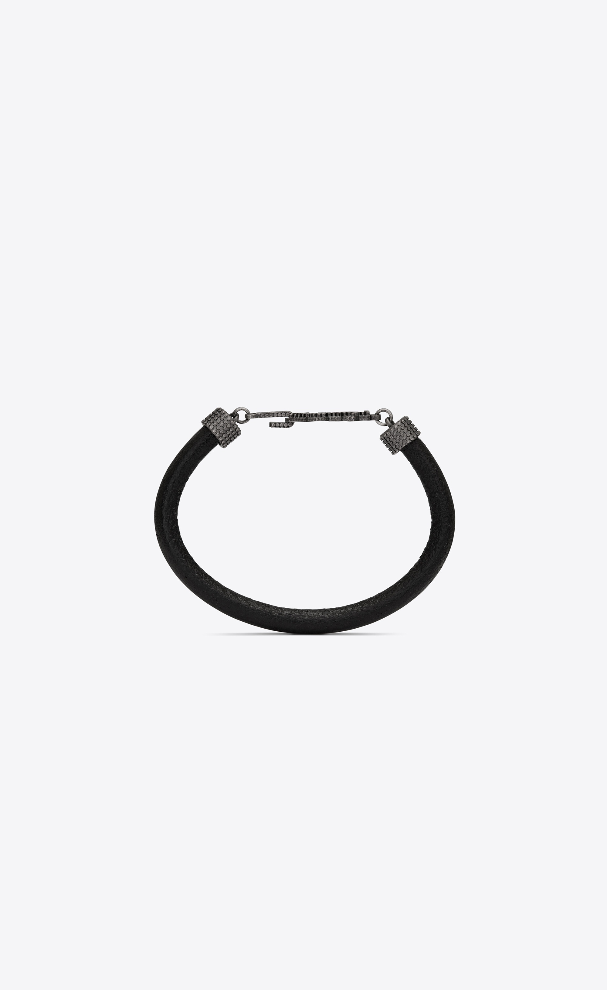 opyum bracelet in crinkled leather and metal - 2