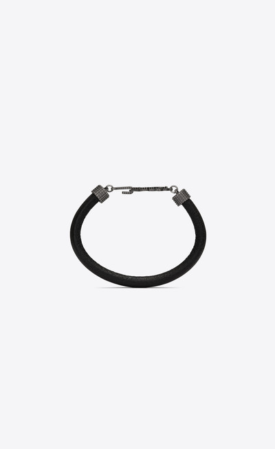 SAINT LAURENT opyum bracelet in crinkled leather and metal outlook