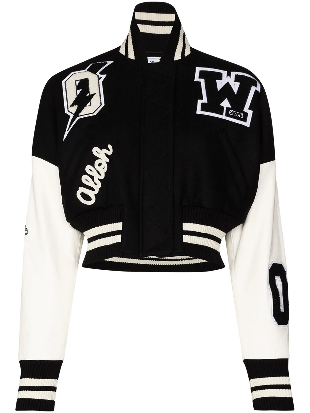 cropped varsity bomber jacket - 1