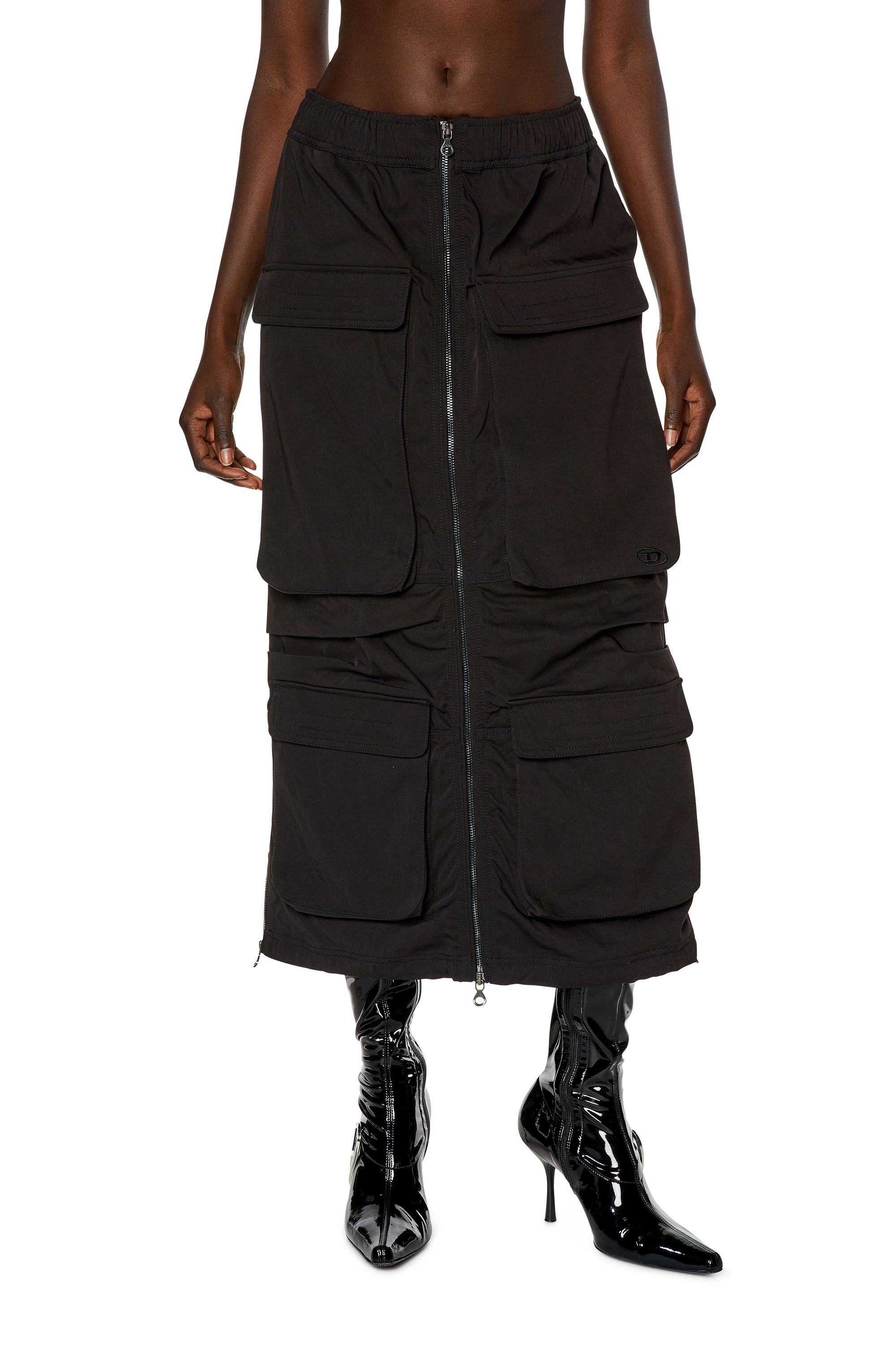 Diesel O-Crep cargo maxi skirt - Black