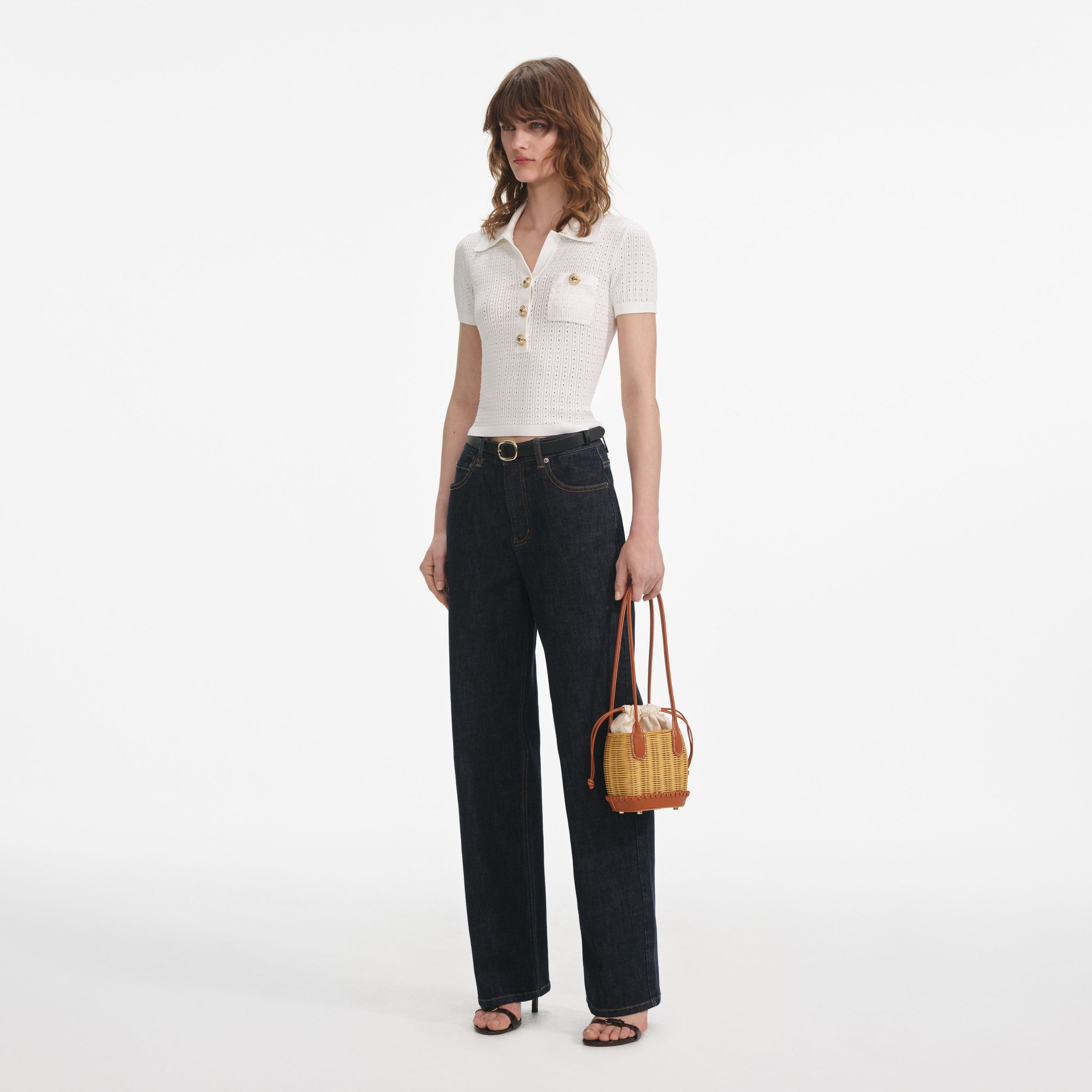 White Pointelle Knit Top - 2