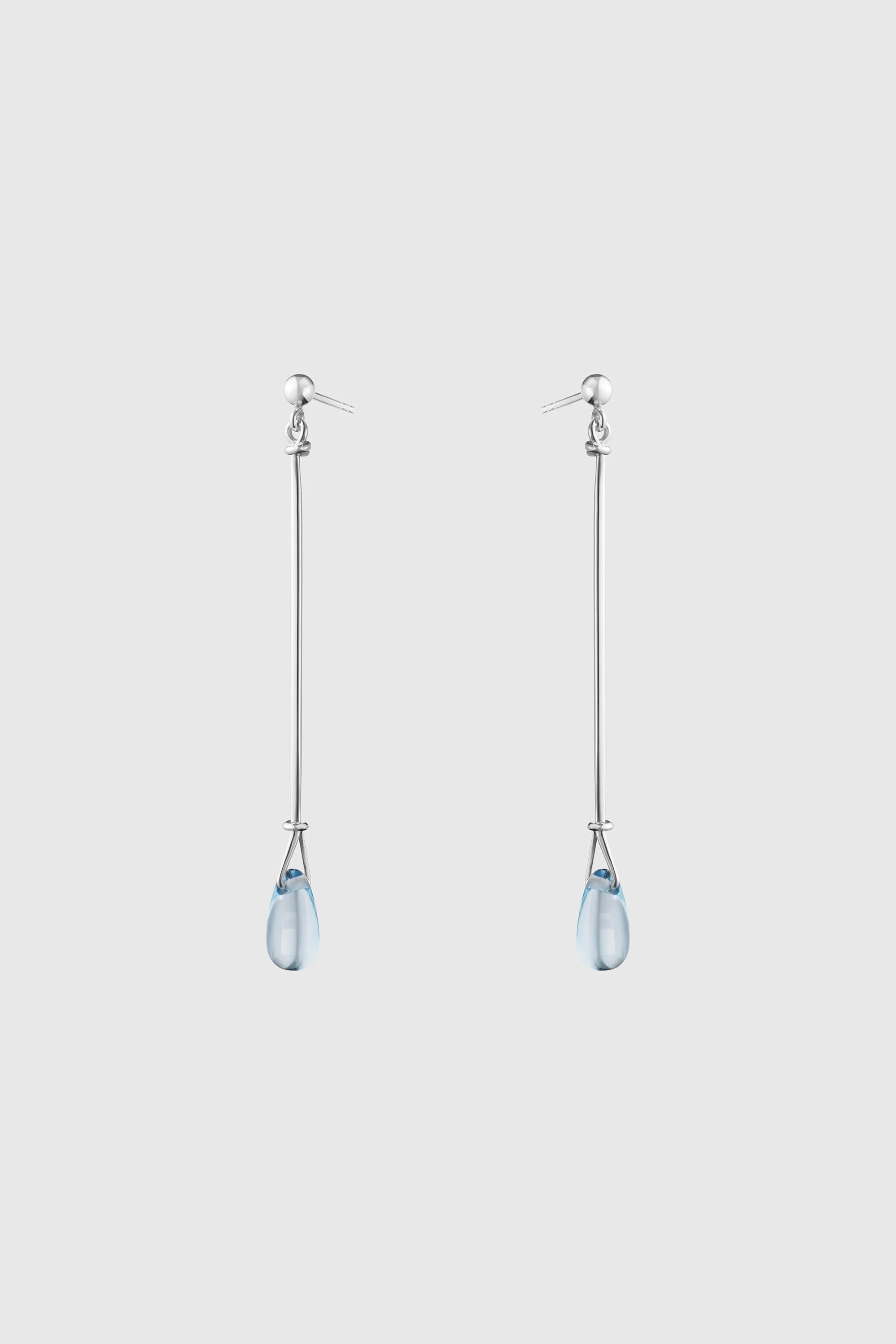 Sterling Silver And Blue Topaz Torun Long Earrings - 1