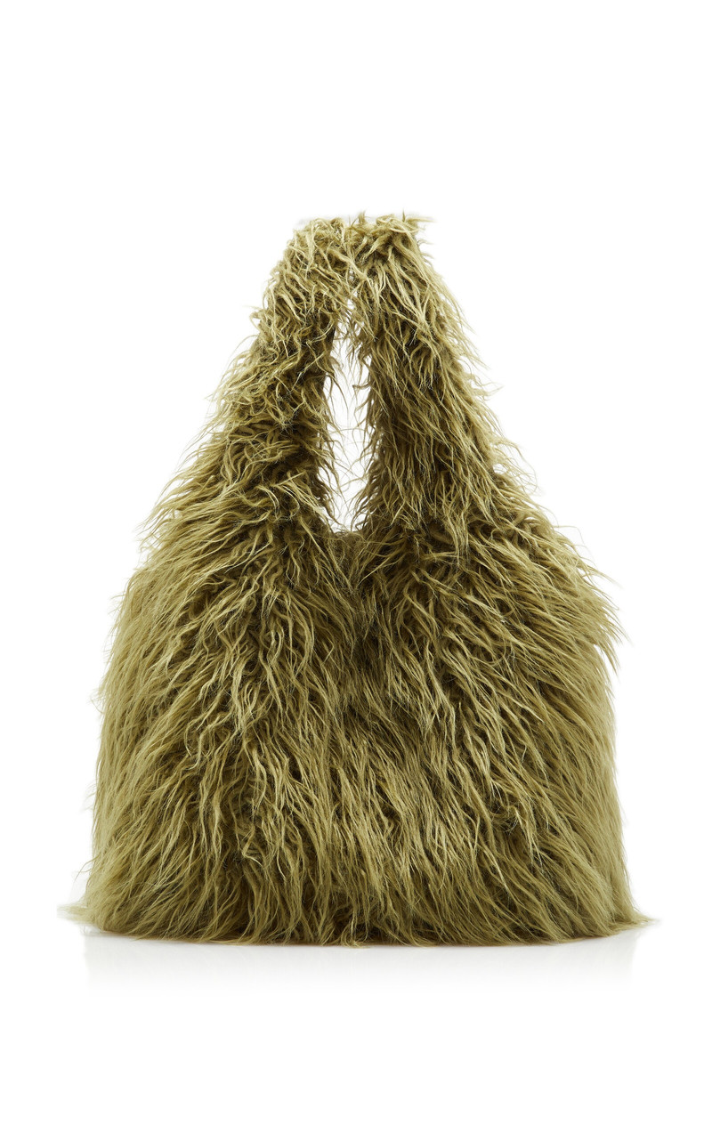 Faux Fur Tote green 1