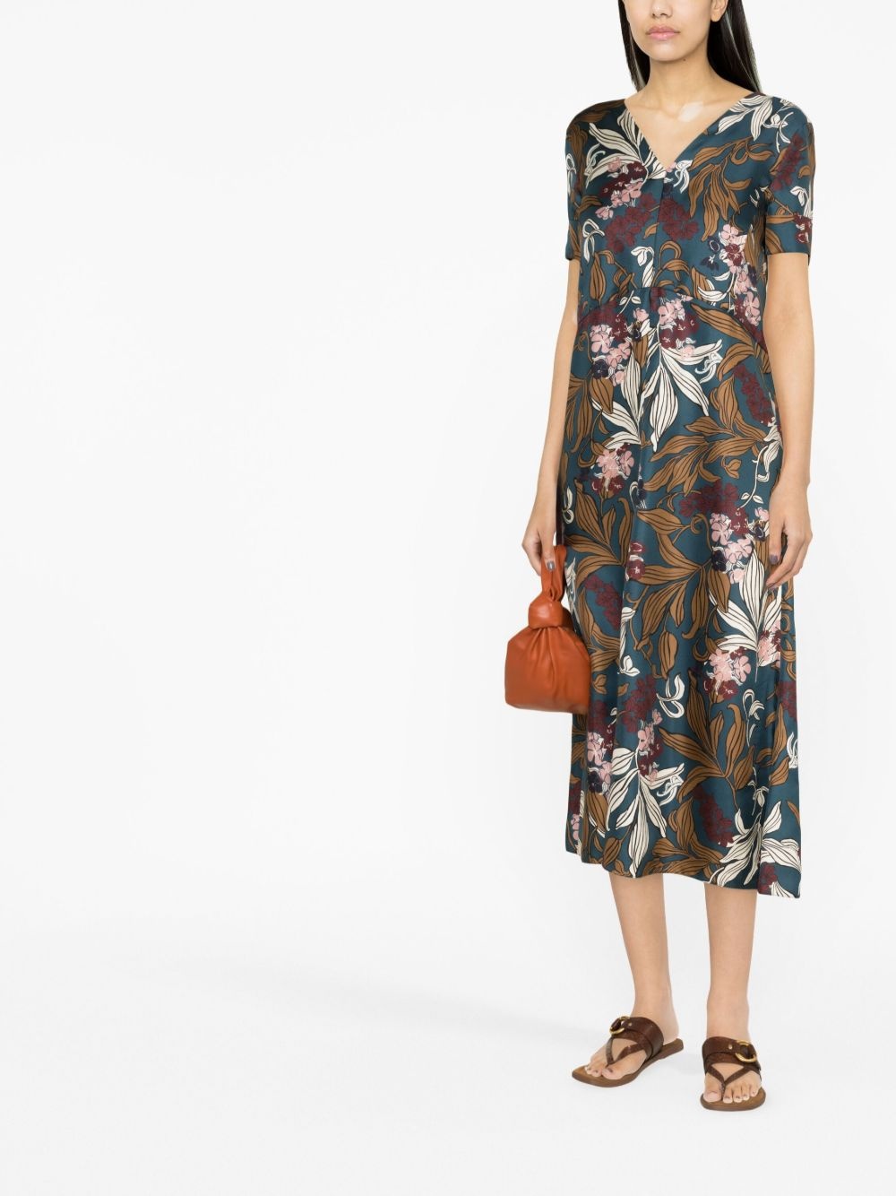 floral-print silk midi dress - 2