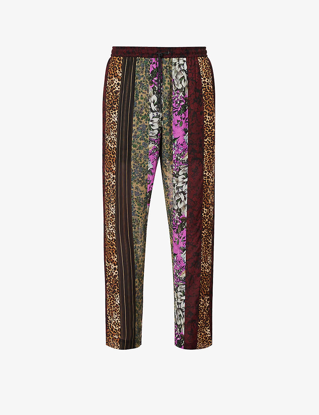 Penny patchwork-patterned straight-leg relaxed-fit woven trousers - 1