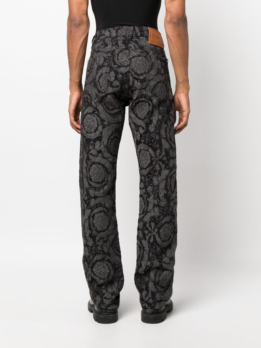 Barocco-jacquard straight-leg jeans - 4