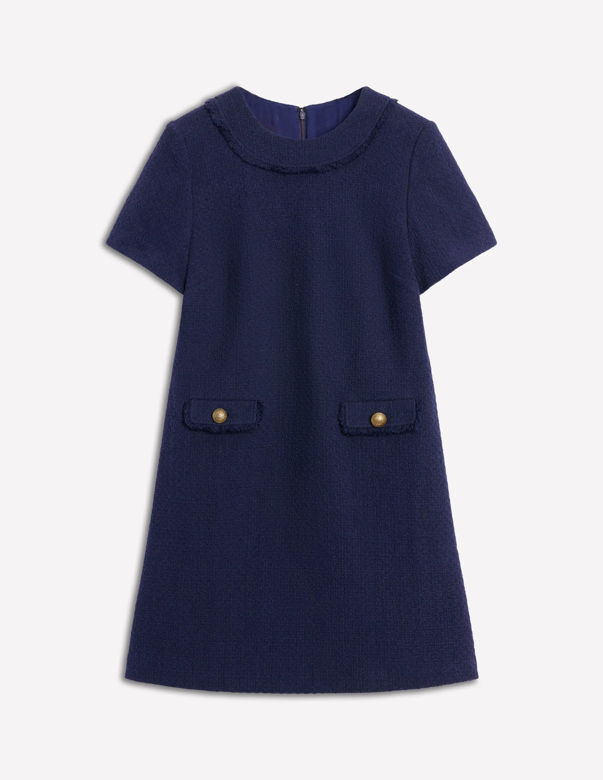 Evita Cotton Shift Dress-Navy - 1