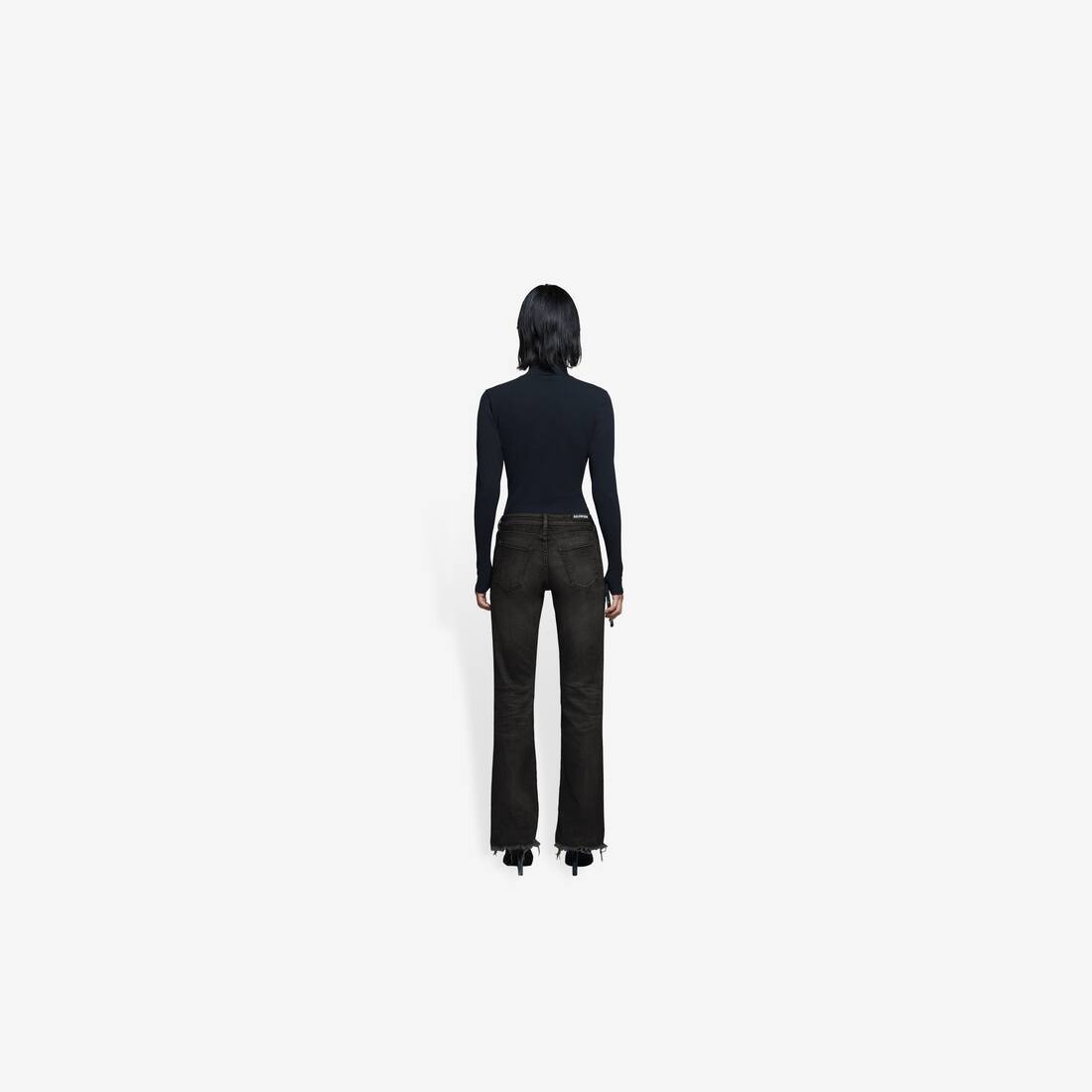 Women's Flared Cropped Pants in Dirty Dark Blue - 5