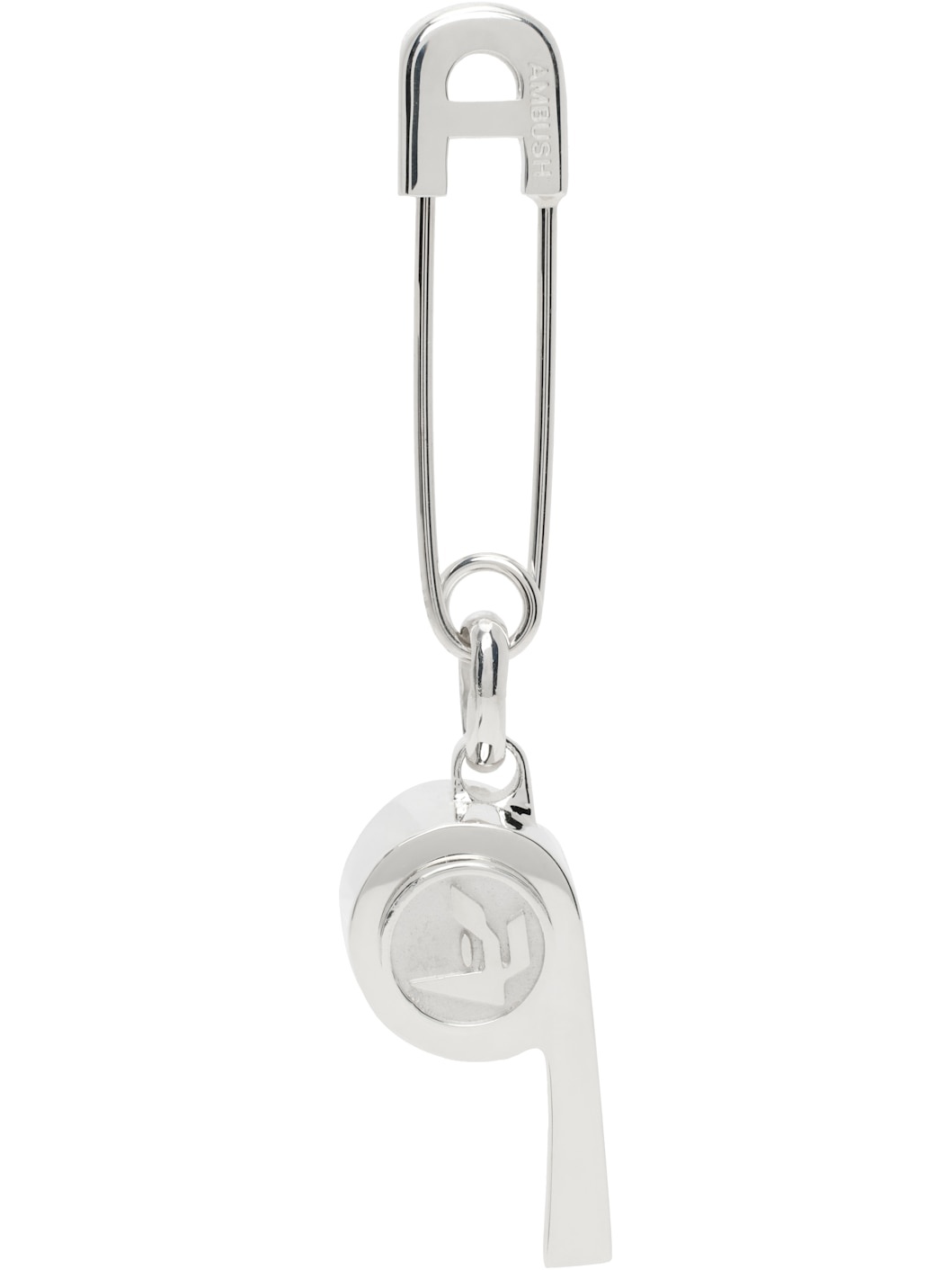 Silver AMB Whistle Charm Single Earring - 1