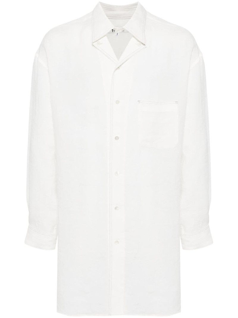 contrast-stitching linen shirt 1