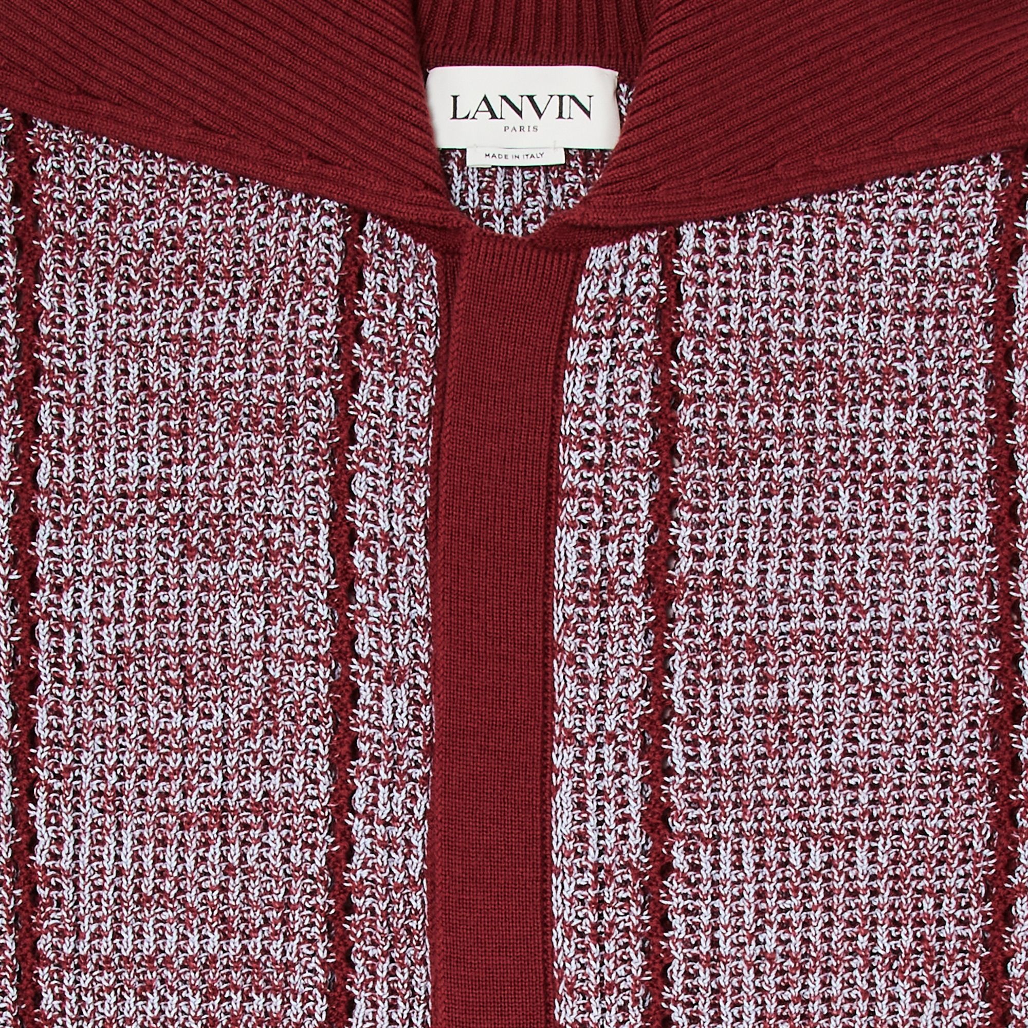 Lanvin Lace Knit Button Up Polo 'Red/Multicolor' - 3