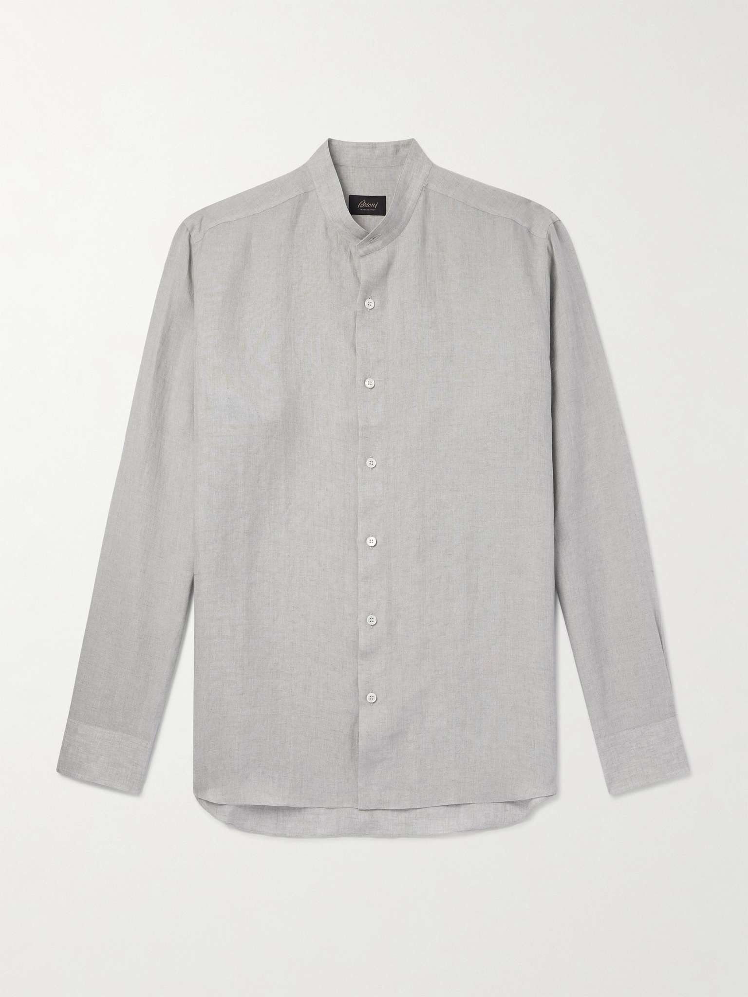 Grandad-Collar Linen Shirt - 1