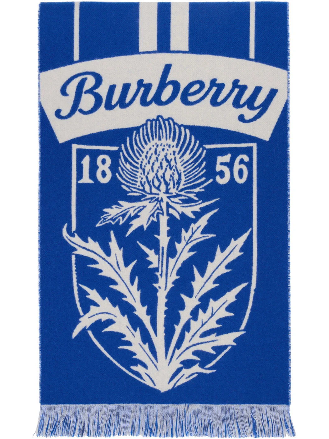 Blue & White Thistle Shield Wool Scarf - 1