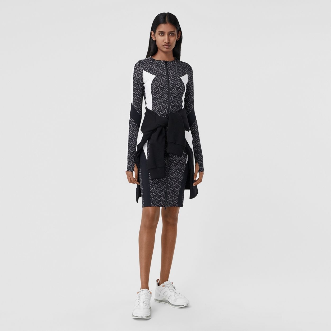Colour Block Monogram Print Stretch Jersey Dress - 2