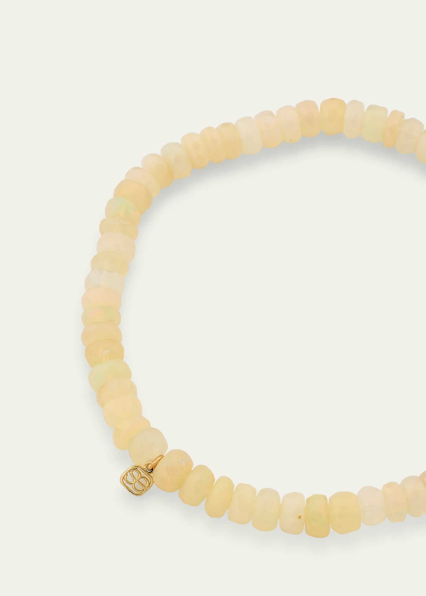 14K Yellow Gold Tiny Elephant Coin Charm on Opal Beaded Bracelet with One Diamond - 4