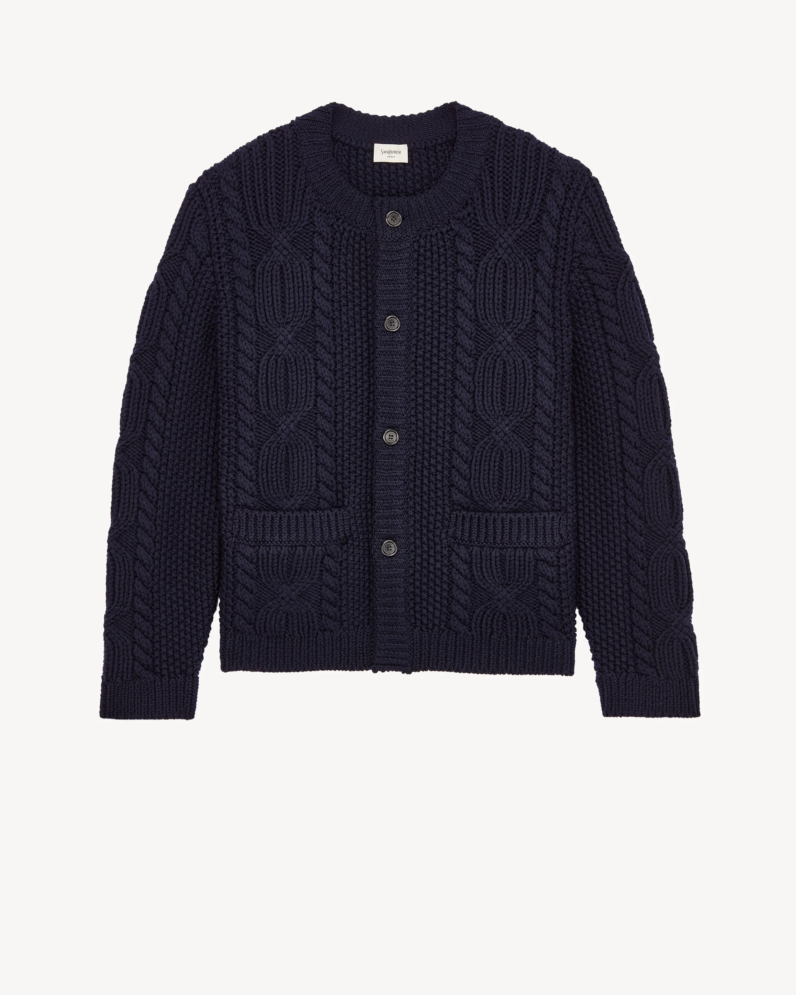 CABLE-KNIT CARDIGAN IN WOOL - 1