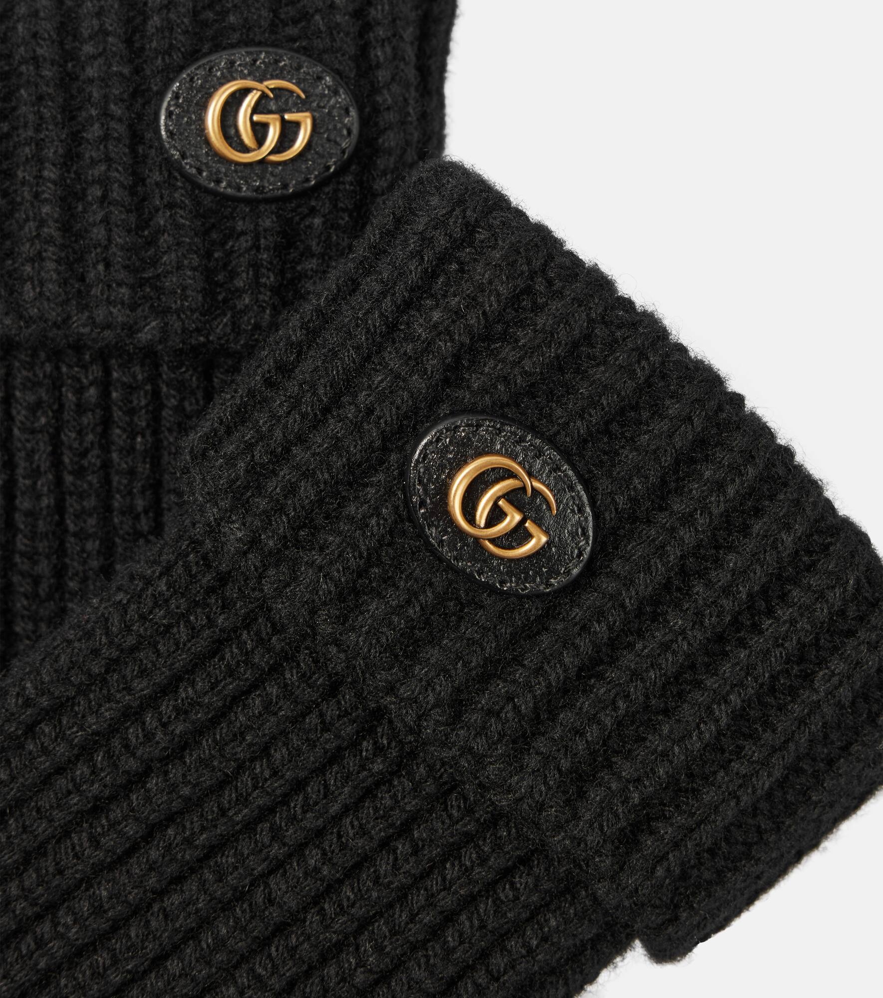 Double G wool and cashmere gloves - 2