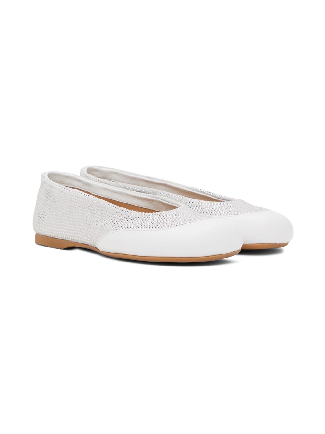 White Crystal Ballerina Flats - 4