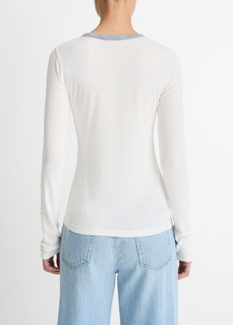 Vince Tipped Heathered Pima Cotton-Blend Long-Sleeve T-Shirt outlook
