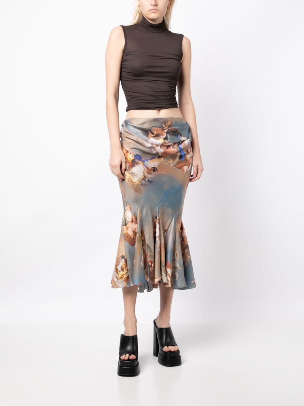 baroque-print silk midi skirt - 2