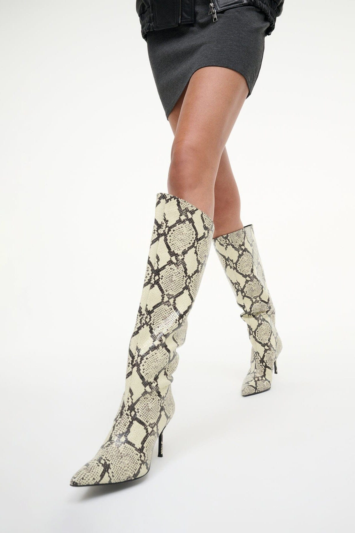 STAUD SEBASTIAN HIGH HEEL BOOT WHITE SNAKE - 2