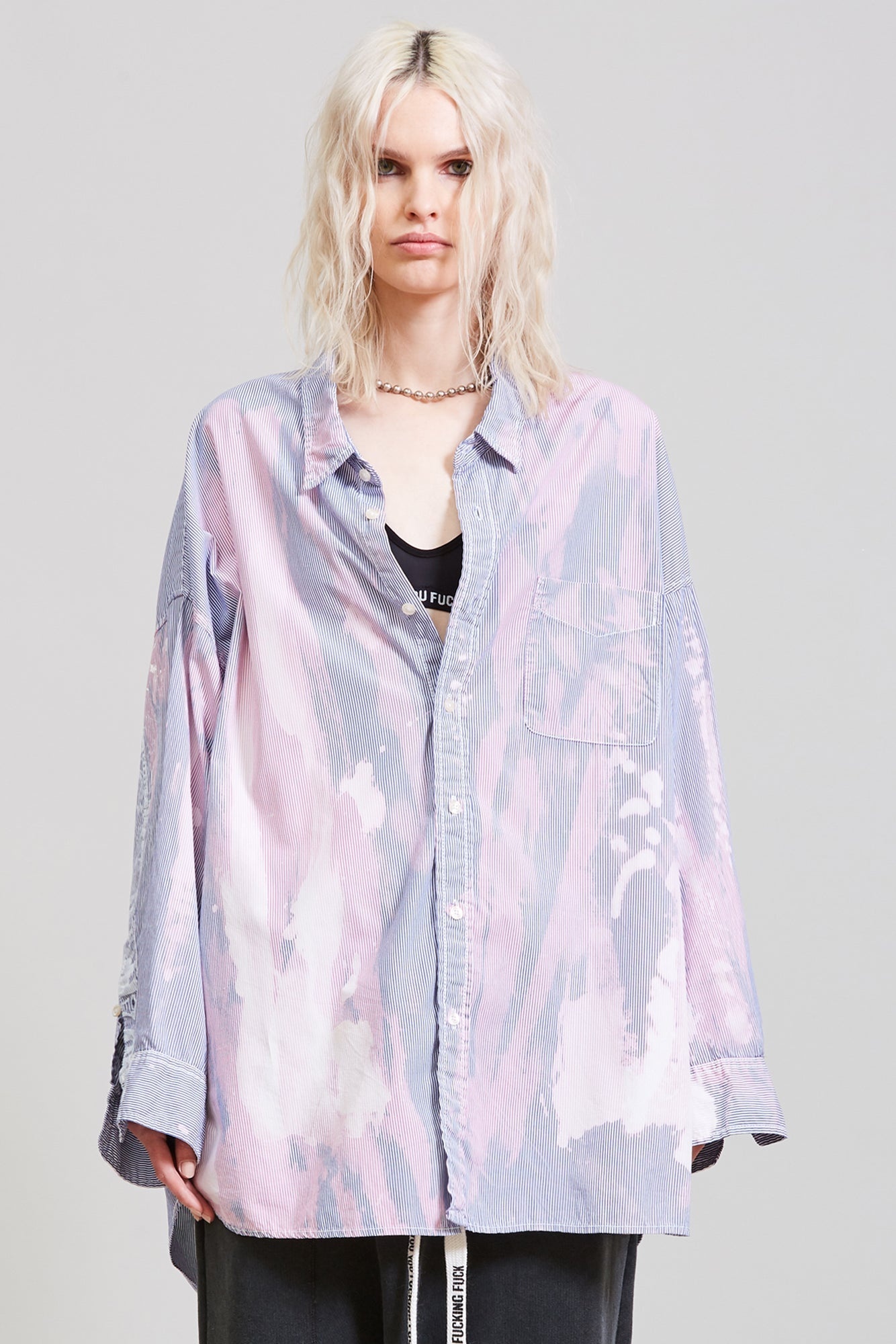 Bleached Drop Neck Shirt | R13 Denim Official Site - 6