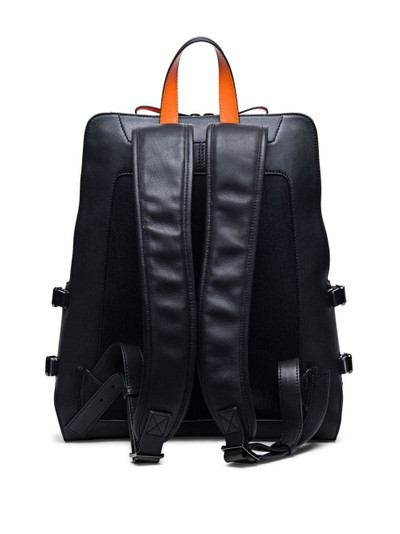 Santoni logo-debossed leather backpack outlook