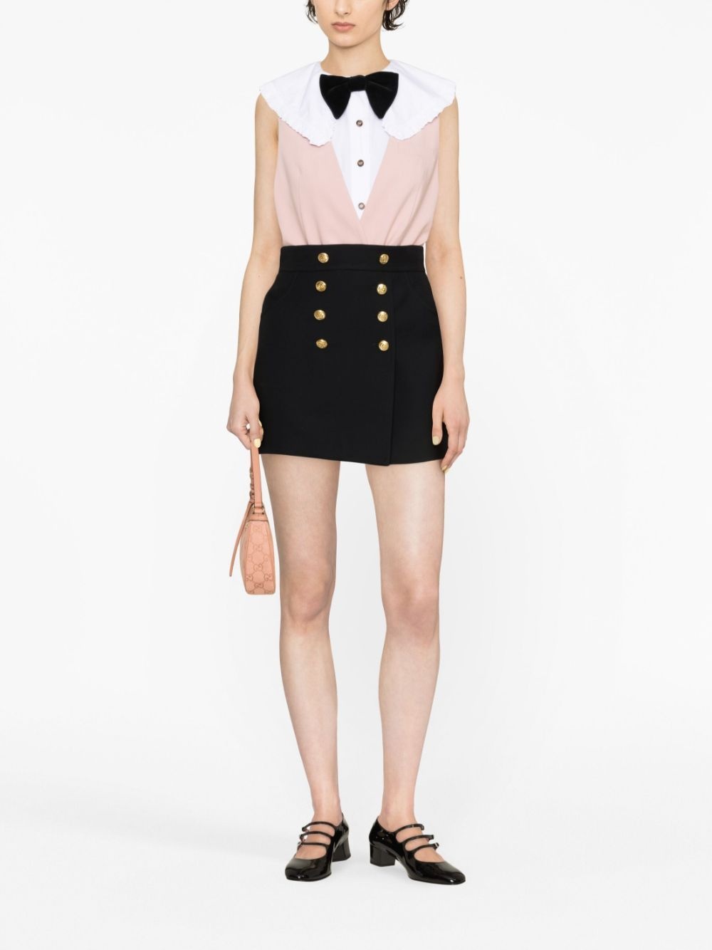 button-up crepe skirt - 2