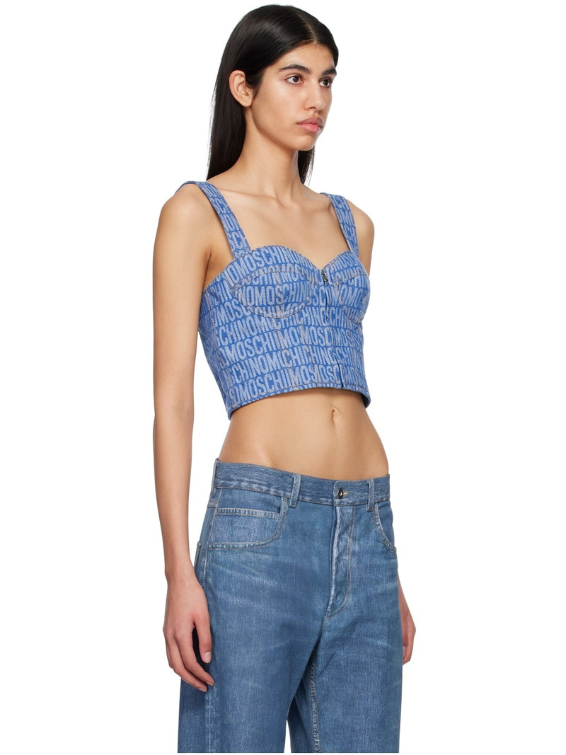 monogram-print denim corset 2