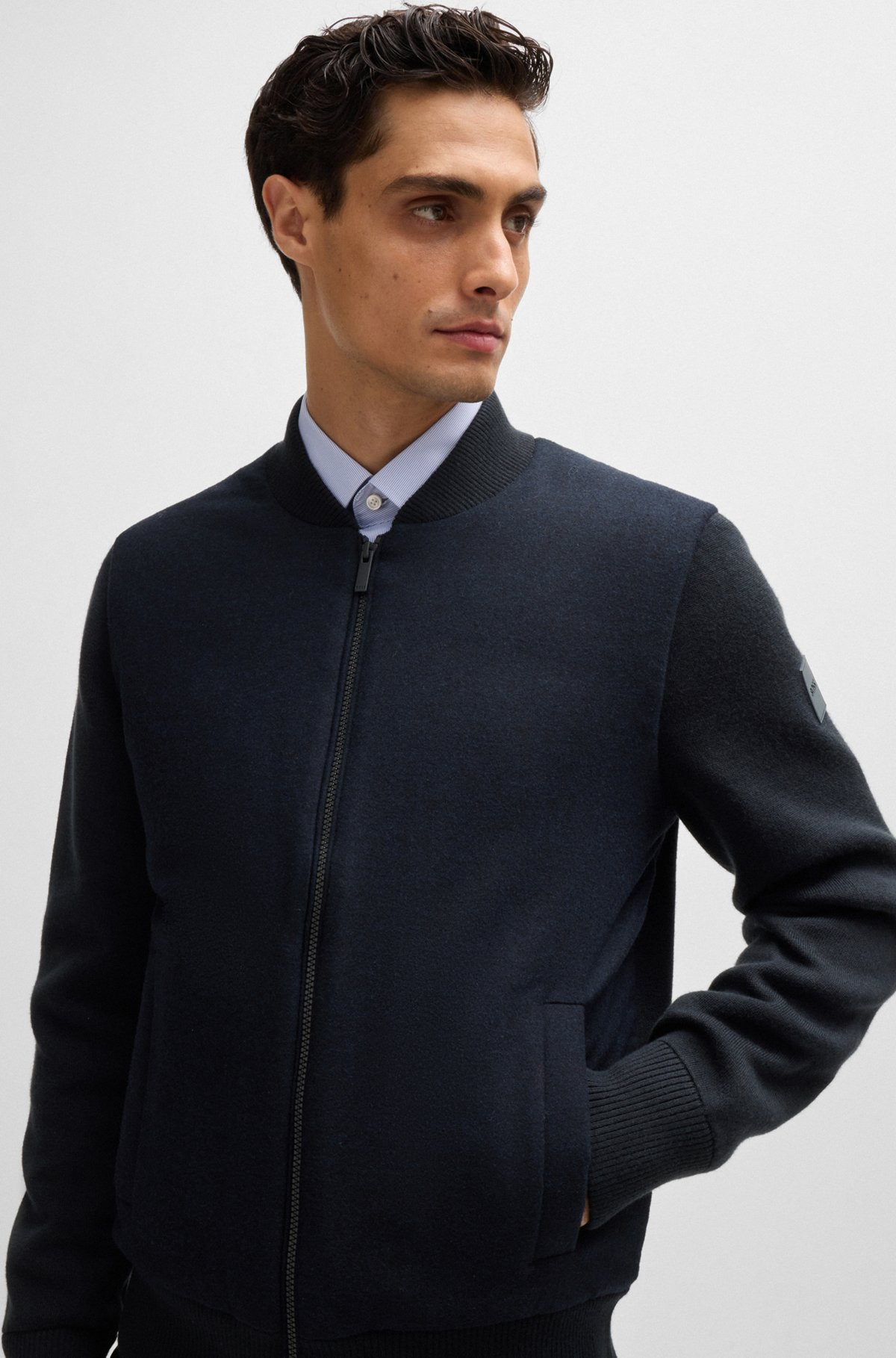 REGULAR-FIT ZIP-UP JACKET WITH PADDED FRONT PANEL - 3
