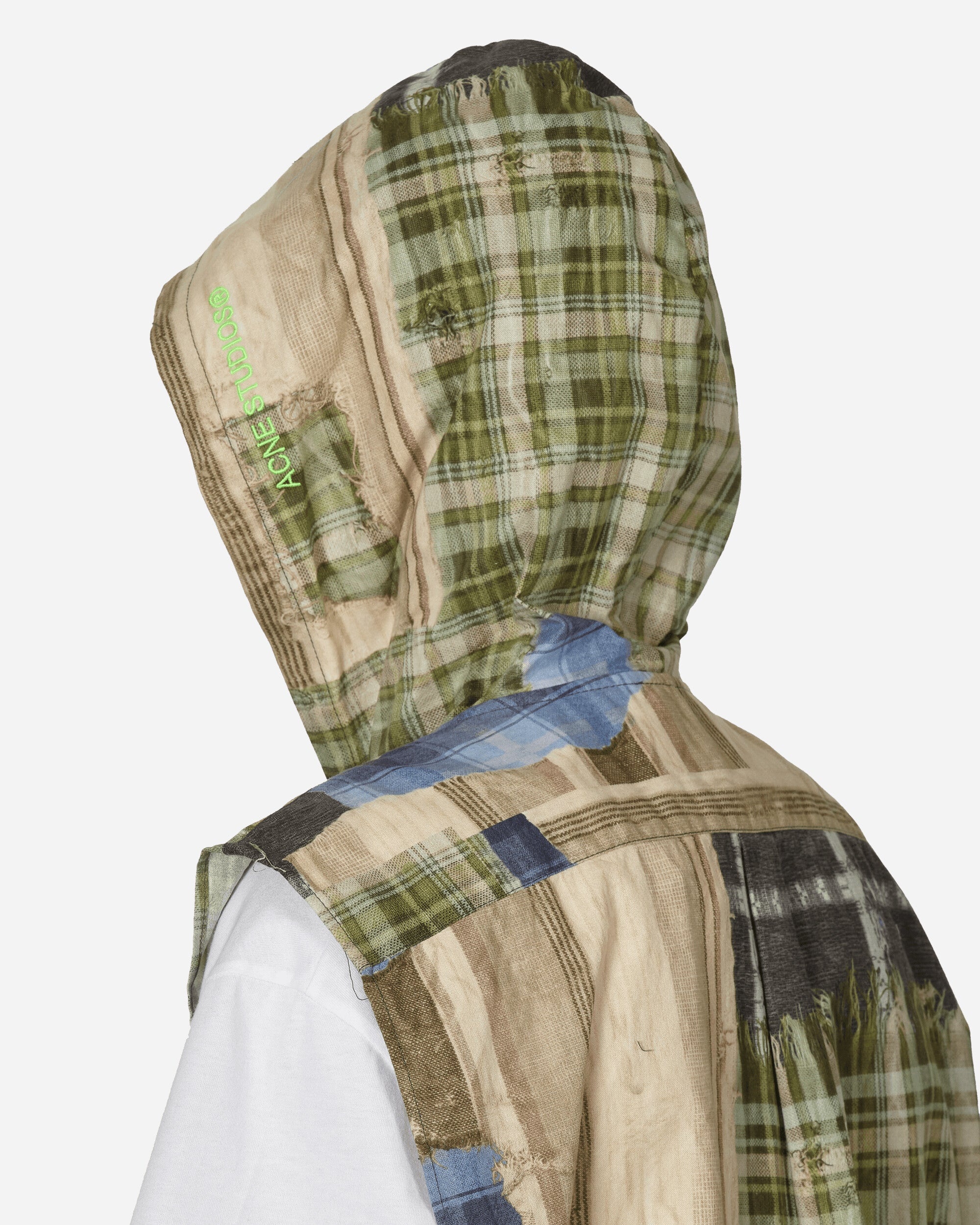 Printed Sleeveless Hooded Jacket Green - 5