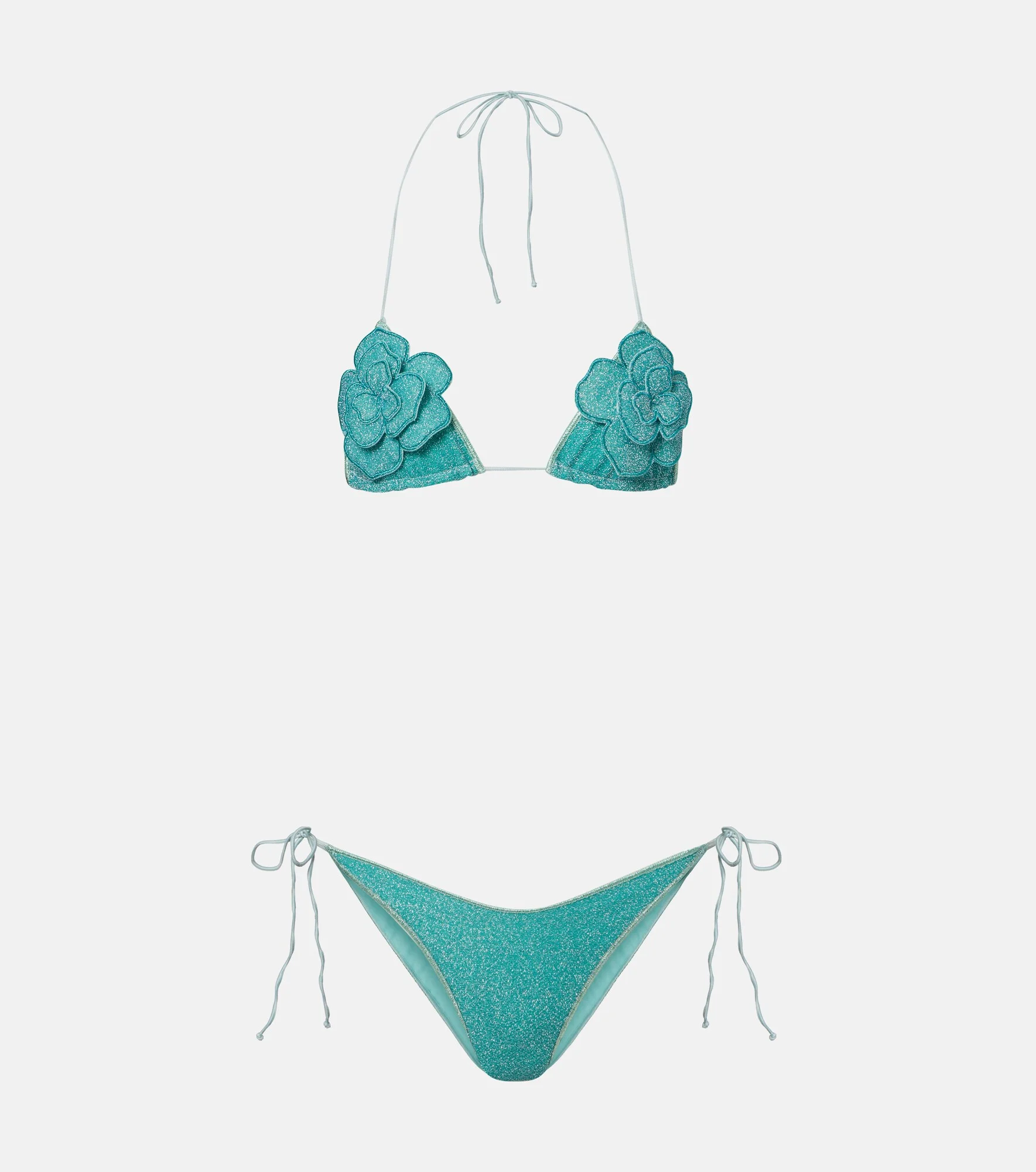 Lumière floral-appliqué lamé bikini - 1