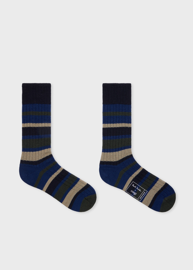 Paul Smith Navy Stripe Merino Wool Socks outlook